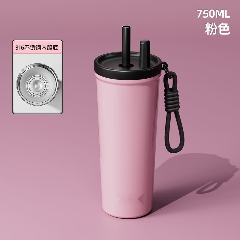 大容量ステンレス鋼の新しいスタイルの高品質セラミックポータブル断熱車用ストローコーヒーカップ断熱|undefined