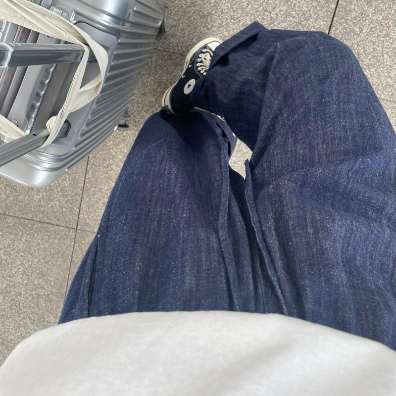 ゆったり、快適、万能なコットンとリネンのデニムグラニーパンツ|undefined