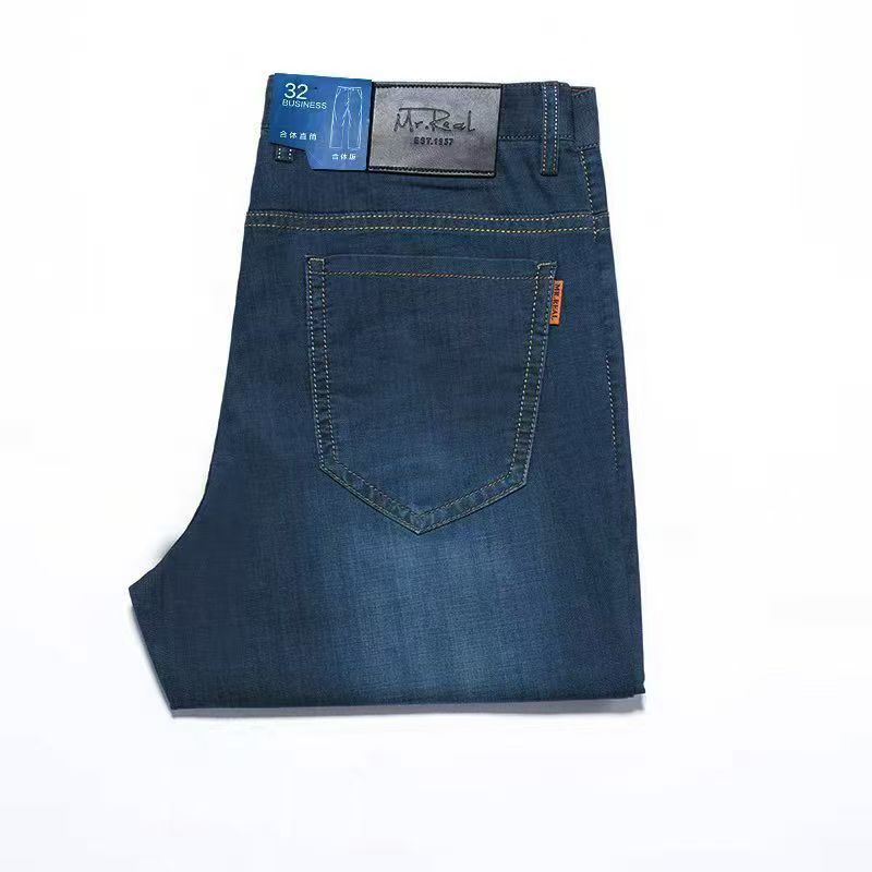 Summer Thin Modal Brand Washed Stretch Straight-Leg Loose Trendy Wrinkle-Resistant Men's High-End Jeans Summer Thin Modal Brand Washed Stretch Straight-Leg Loose Trendy Wrinkle-Resistant Men's High-End Jeans