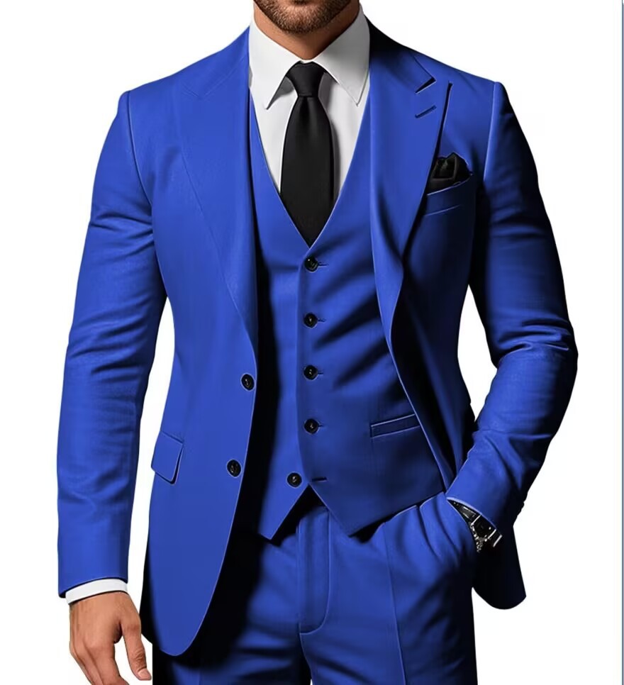 Nuevo traje de hombre traje de tres piezas casual de negocios banquete de baile traje delgado vestido de playa de boda