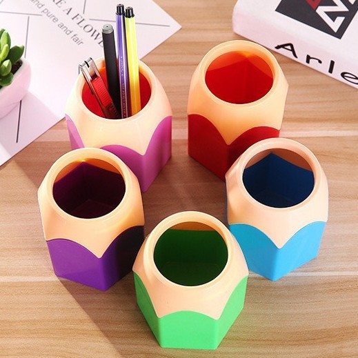 Cabezal de lápiz de color creativo Portalápices de gran tamaño multifuncional Redondo Papelería creativa para estudiantes Portalápices de almacenamiento de escritorio