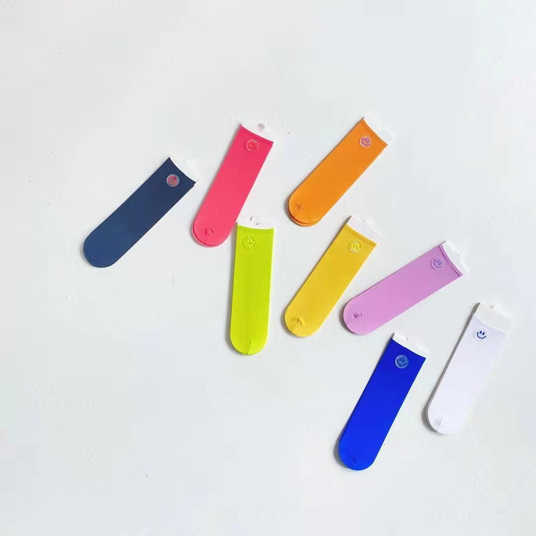 兒童中筒襪男童女童2021新款棉襪笑臉韓版彩色襪子夏季高筒襪無跟