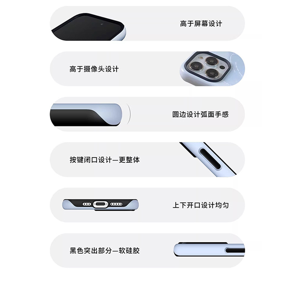 跨境款大孔菲林二合一全包手机壳包邮蓝色方格适用于苹果17pm安卓