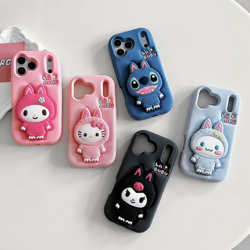 Cute Sanrio Labubu Stand for iPhone 17, Compatible with Apple 16, 14/15 Pro Max Phone Case Cover 13 Cute Sanrio Labubu Stand for iPhone 17, Compatible with Apple 16, 14/15 Pro Max Phone Case Cover 13