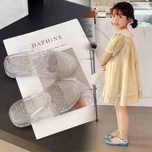 跨境新款蝴蝶结儿童果冻童凉鞋包头软底魔术贴女公主童凉鞋沙滩鞋