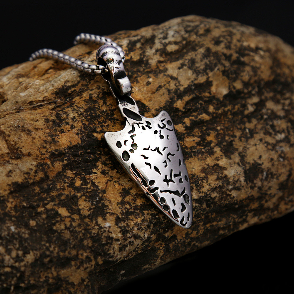 Men's Stainless Necklace Triangle Mark Viking Rune Titanium Steel Pendant Protector Nordic Jewelry_voghion.com