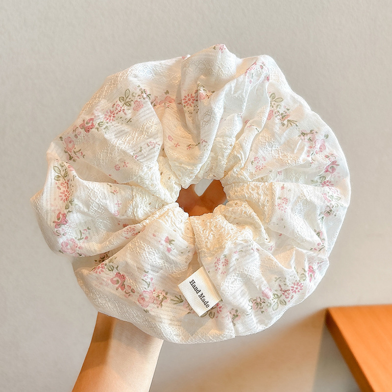 2026 nuevo estilo coreano super grande anillo de pelo intestino grande niñas de alto nivel de sensación de cabello de flores cuerdas de cabello de cordón de goma adornos para el cabello