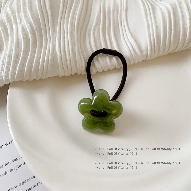 Green texture flower hair rope