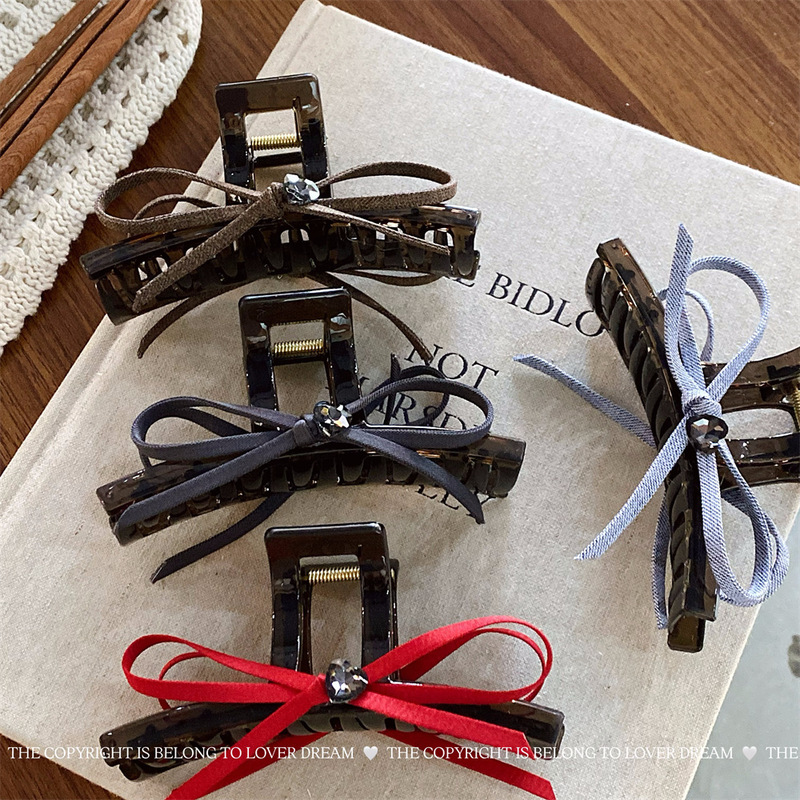 Luofu Meng の新しいラブラインストーンリボングレーヘアピンファッションヘアグリッパーシャーククリップヘッドバンドヘアアクセサリー|undefined