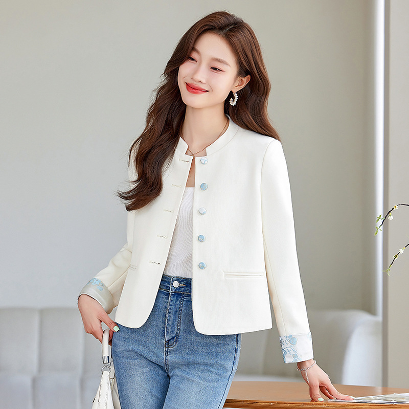 【Foreign Trade Hot Item】Off-White Chanel-Style Blazer 2026 Spring and Autumn New Style for Petite Figures, New Chinese-Style Top