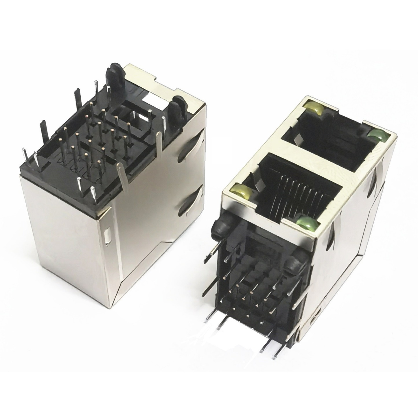 RJ45 插座 双层 带灯 2口  5JC 2*1 带灯带弹 小