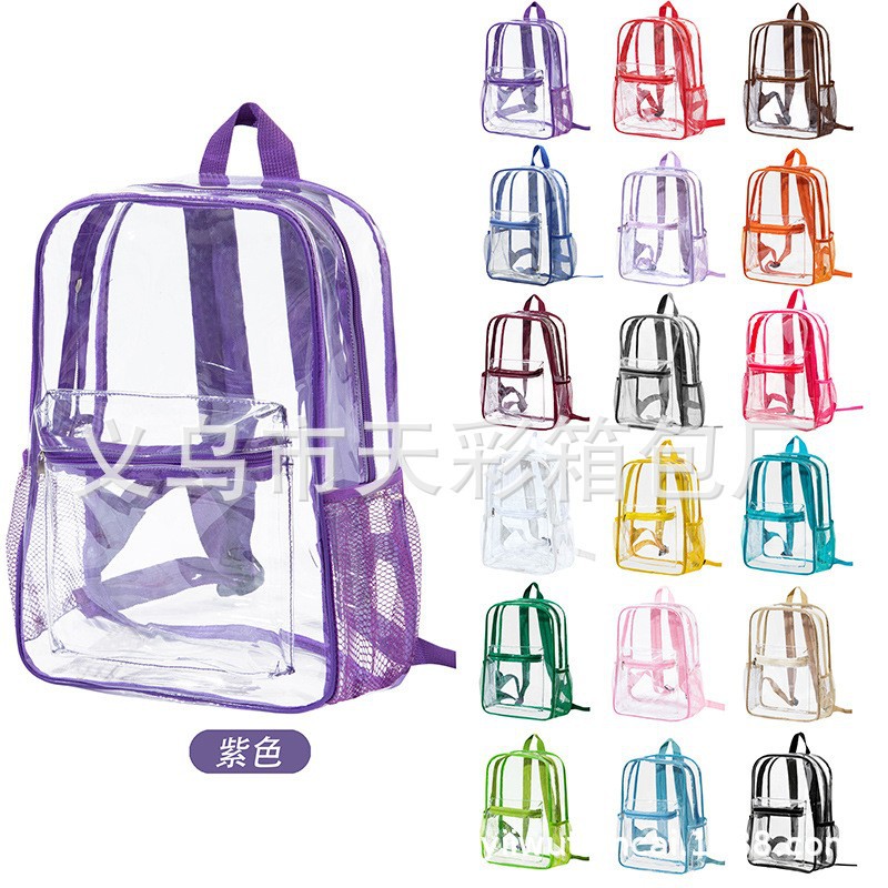 越境アマゾン透明バックパック防水PVC収納大容量学生用バッグ男女兼用バックパックゼリーバッグ