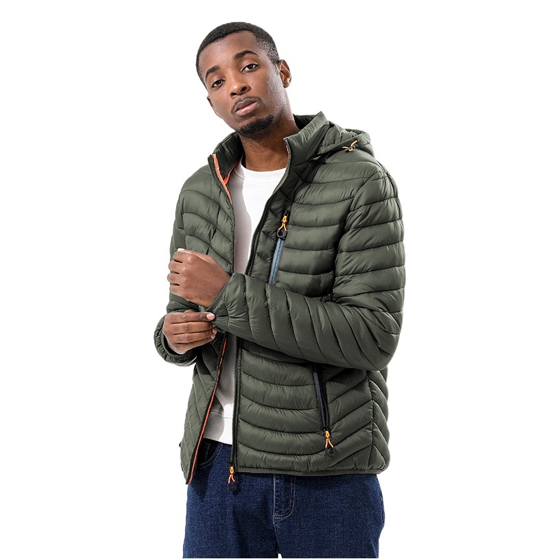 2022 chaqueta de invierno de Amazon nueva chaqueta ligera de algodón acolchado chaqueta de algodón cálido acolchado de los hombres sombrero desmontable abrigo de algodón acolchado