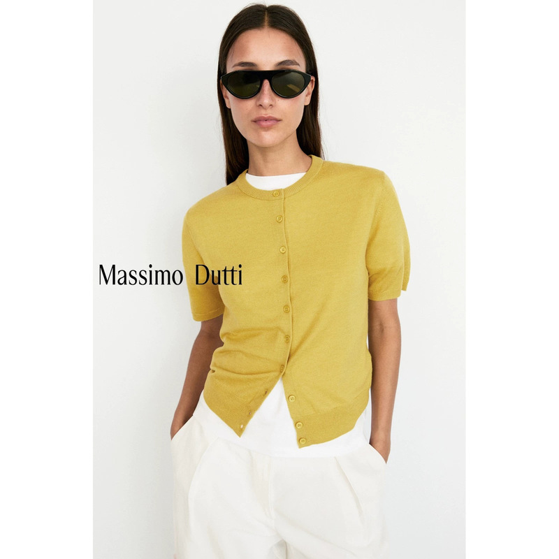 Summer New Massimo Dutti 2026 Women's Casual Wool Blend Short Sleeve Knit Cardigan Summer New Massimo Dutti 2026 Women's Casual Wool Blend Short Sleeve Knit Cardigan