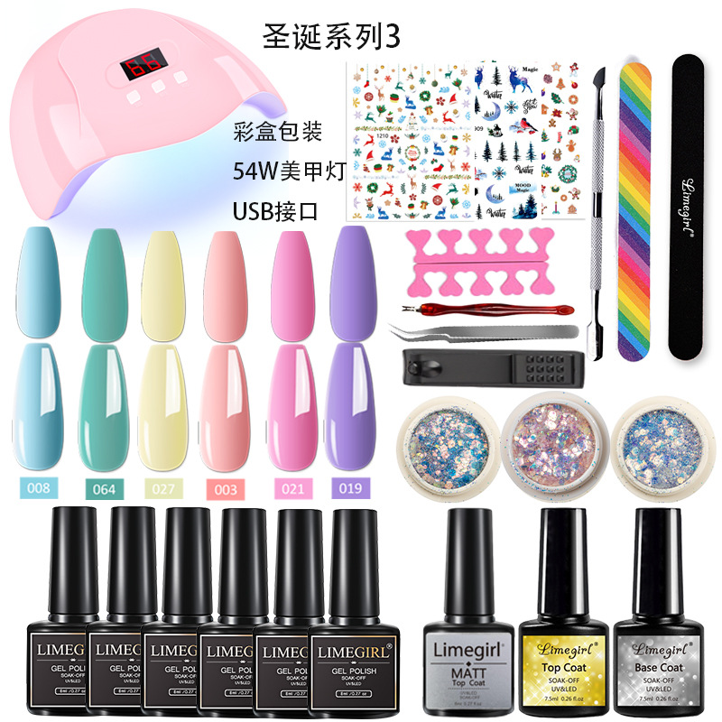 Transfronterizo nuevo traje de manicura Navidad esmalte de uñas pegamento herramientas de manicura traje joyería de uñas lámpara de fototerapia