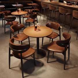 复古美式酒吧卡座沙发桌椅组合清吧饭店酒馆商用餐吧餐厅实木桌子