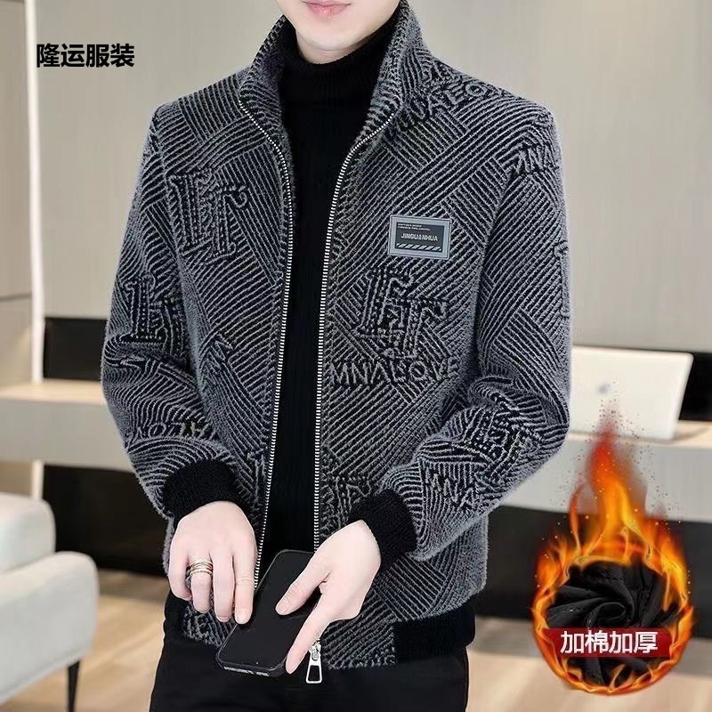 코트 자켓 밍크 벨벳 남성 모직 코트 코트 한국 스타일 모직 겨울 윈드 브레이커 남성 의류 물떼새 격자