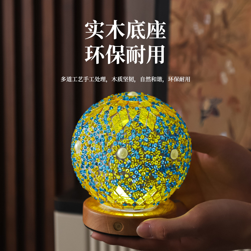 국경 간 모로코 야간 조명 ROBOVAN LE BAI 재미있는 모자이크 유리 테이블 램프 장식 선물