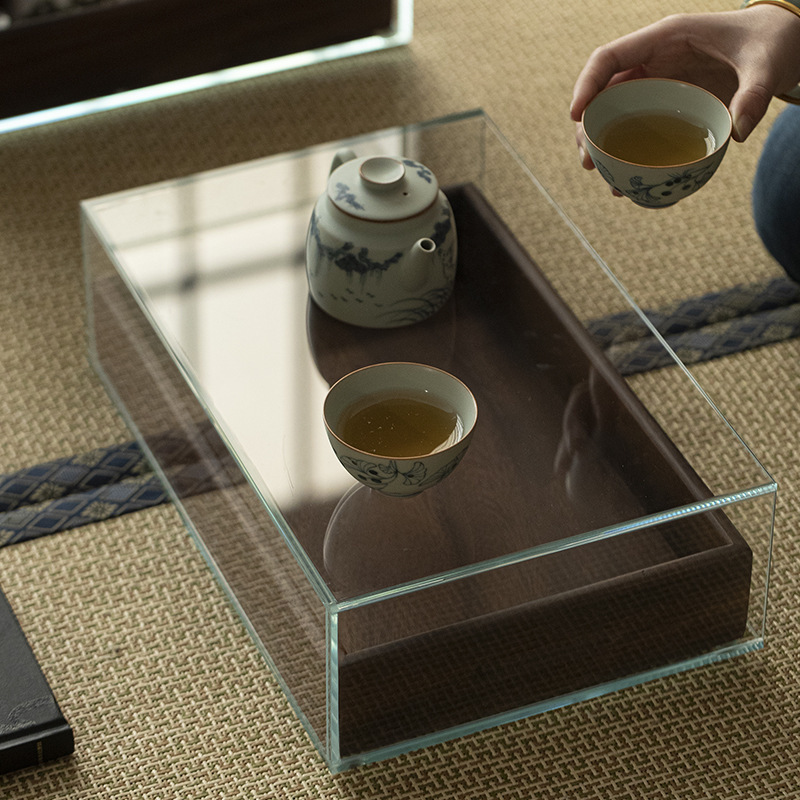 墨己黒胡桃木茶器収納ケースデスクトップ防塵ガラス展示ケース文遊び手串収納ケース歯科ケース|undefined