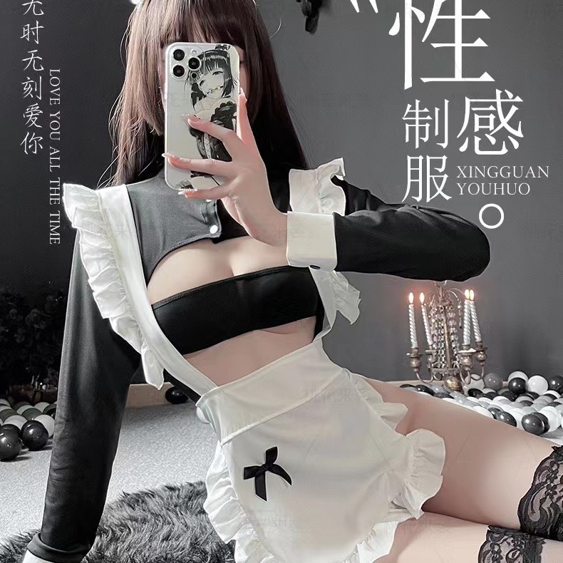 Oshilin Sexy Lingerie Sexy Maid Uniform Midnight Temptation Flirting Stockings Sexy Outfit Hot Passion Suit