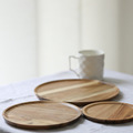 日式木制相思木托盘家用简约实木圆盘茶盘托餐盘点心盘木碟子现货