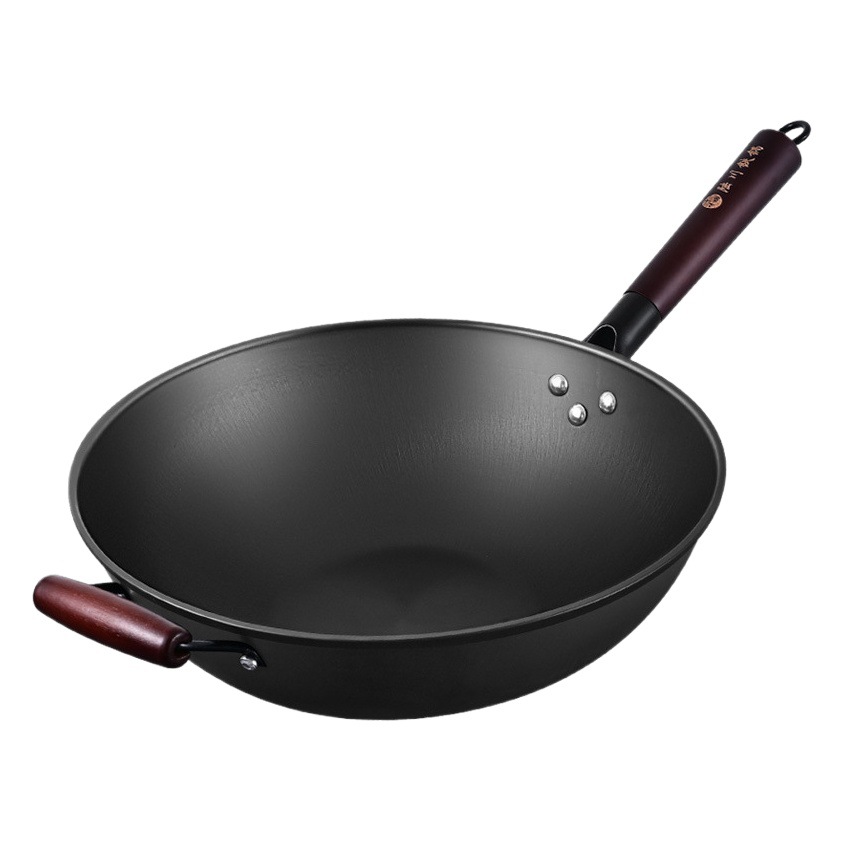 Luchuan hierro wok cerdo hierro wok hogar antiadherente pan plano inferior Cocina de Inducción wok viejo hierro fundido wok para gas