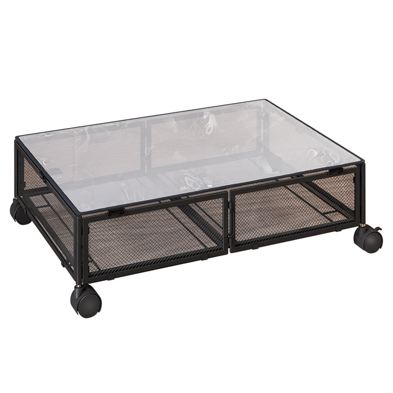 Estante de almacenamiento debajo de la cama más vendido de Amazon, tendedero plegable, de hierro forjado, desmontable, con ruedas, estante de almacenamiento.