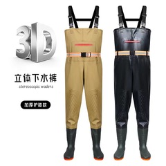 下のズボンは厚い耐摩耗性の雨のズボンの水のパンツの半身のワンピースの魚を捕る防水服の靴のワンピースのズボン