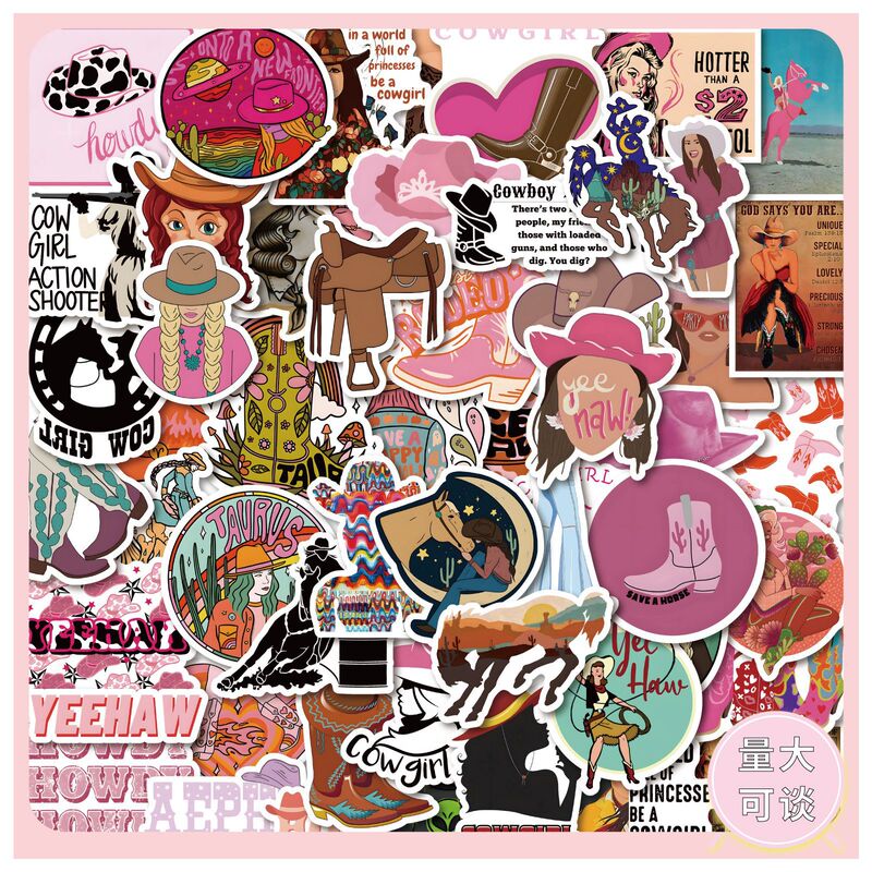 50 cross-border Cowgirl Cowgirl graffiti stickers DIY luggage mobile phone removable waterproof stickers wholesale