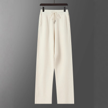 秋冬款纯羊毛裤男士外穿针织直筒长裤系带加厚保暖气质宽松显瘦