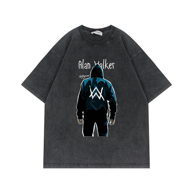 Allen Walker T-Shirt oversize Anime American Style Retro Distressed Washed Pure Cotton Short Sleeve Top Wide Large Size Trendy Allen Walker T-Shirt oversize Anime American Style Retro Distressed Washed Pure Cotton Short Sleeve Top Wide Large Size Trendy