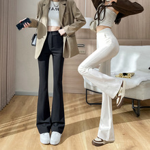 实拍现货西装喇叭裤春夏新款大码高腰显瘦垂感小个子黑色微喇裤子