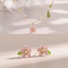 樱花树下 粉色少女心甜美锁骨链小清新森系超仙花朵项链颈链