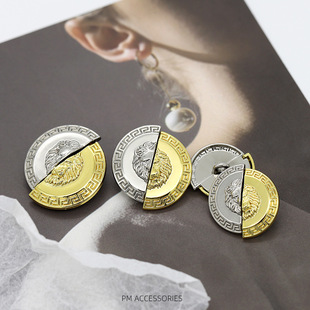 Designer metal buttons, special-shaped buttons, semi-circle combination, color-blocking decoration, hand-stitched buttons, coat, coat, windbreaker buttons