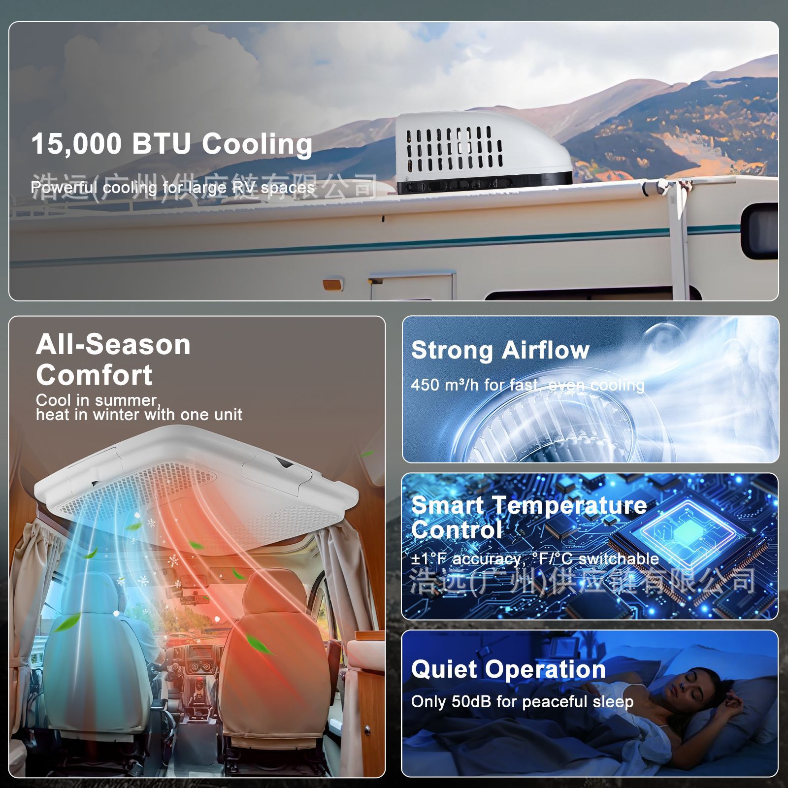 In-Stock Automotive Electric Air Conditioner 220V Cooling and Heating for Rvs, Food Trucks, Camping Vehicles, Integrated Rooftop Parking Air Conditioner