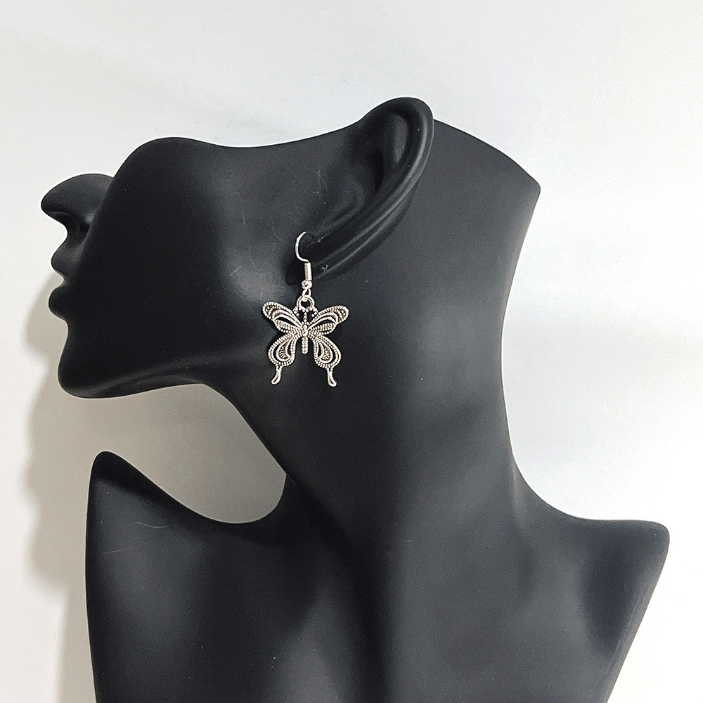 13g Weight 1 Pair Cute Butterfly Metal Drop Earrings
