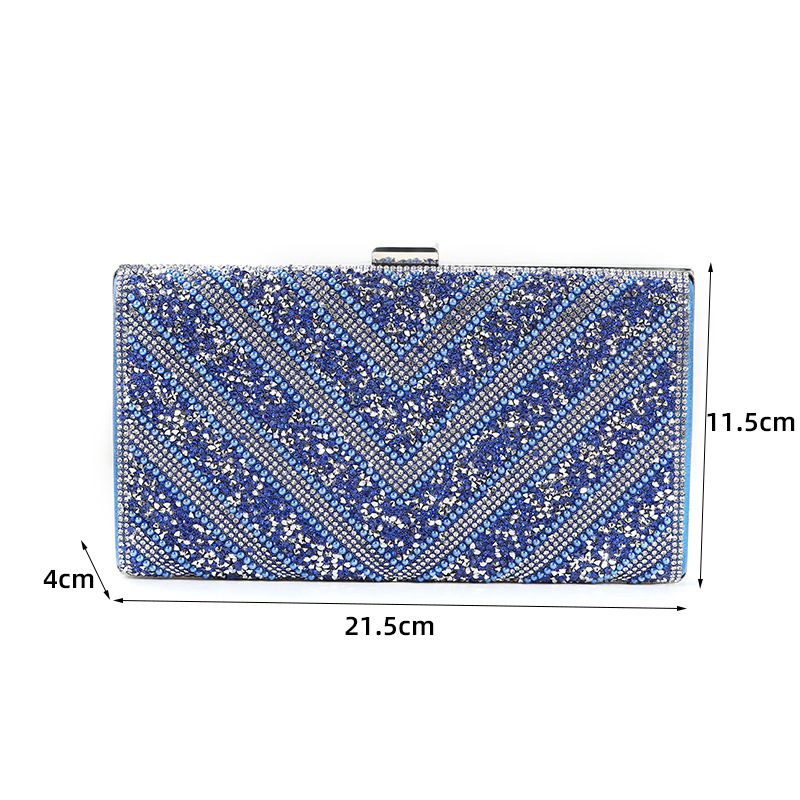 Large capacity diamond studded women's evening bag simple and fashionable rhinestone hand held evening bag_voghion.com