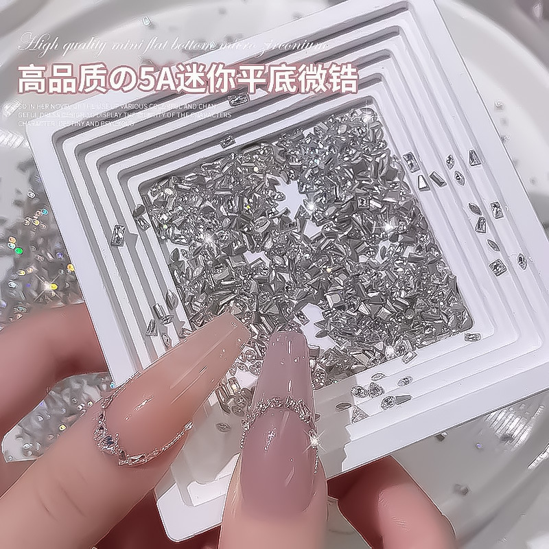 Sparkling Flat-Bottom Zircon Nail Art Decorations, White Mini Small Beveled Flat-Bottom Irregular-Shaped Horse-Eye Nail Rhinestones Mixed Pack Sparkling Flat-Bottom Zircon Nail Art Decorations, White Mini Small Beveled Flat-Bottom Irregular-Shaped Horse-Eye Nail Rhinestones Mixed Pack