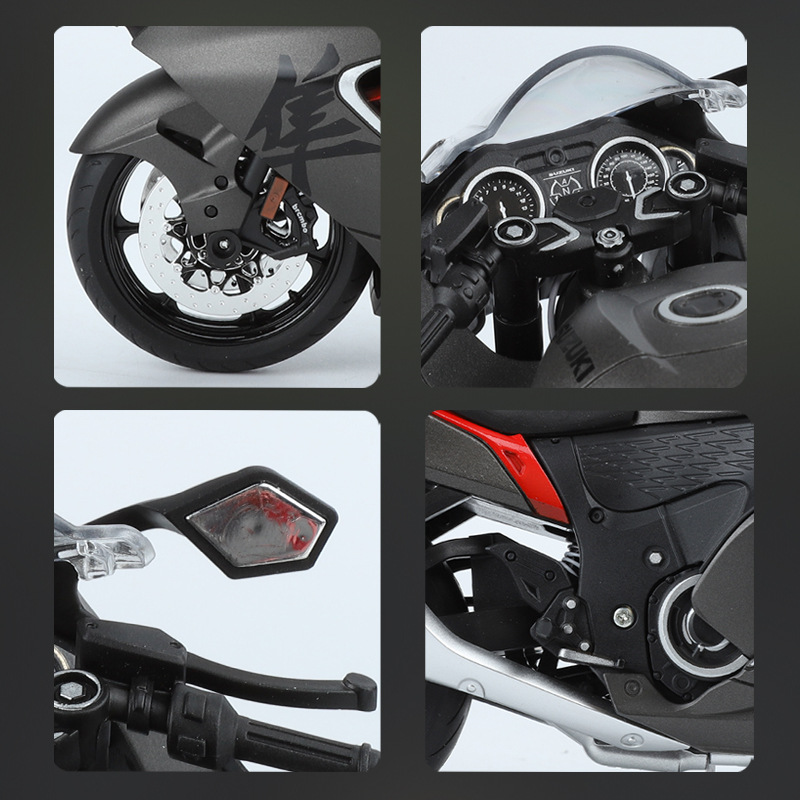 Modelo de coche Huayi 1 a 9 genuino Suzuki Falcon 2022 motocicleta de aleación modelo de iluminación de coche de juguete deslizante