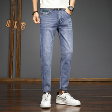 修身版型小脚牛仔裤男潮牌痞帅弹力韩版青少年休闲百搭简约铅笔裤