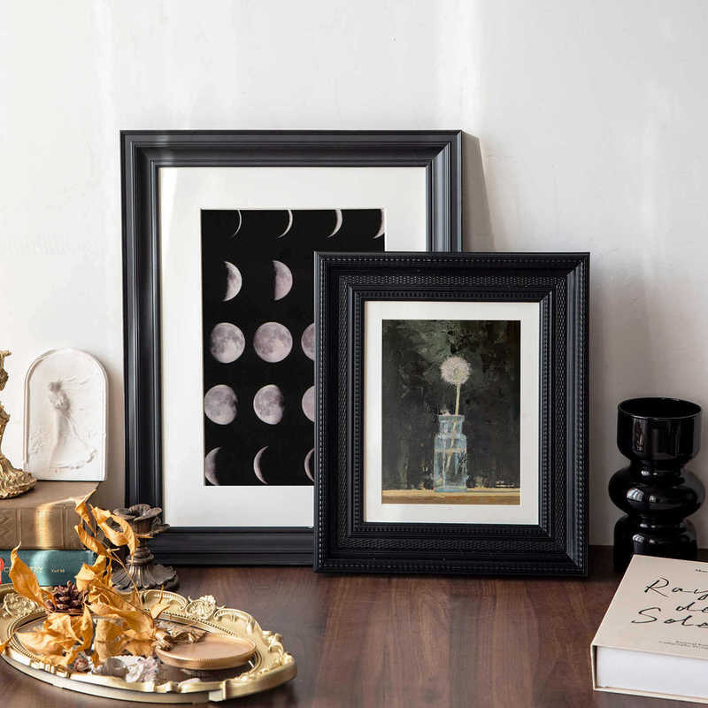 Retro-Style Black Photo Frame Stand A3 Vintage Wooden Oil Painting Frame A4 Solid Wood Picture Frame Empty Frame for Mounting and Wall Hanging 8K