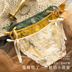 Nalifeng sexy lace sheer Japanese-style sweet ribbon butterfly knot ultra-thin fashionable triangle underwear cross-border