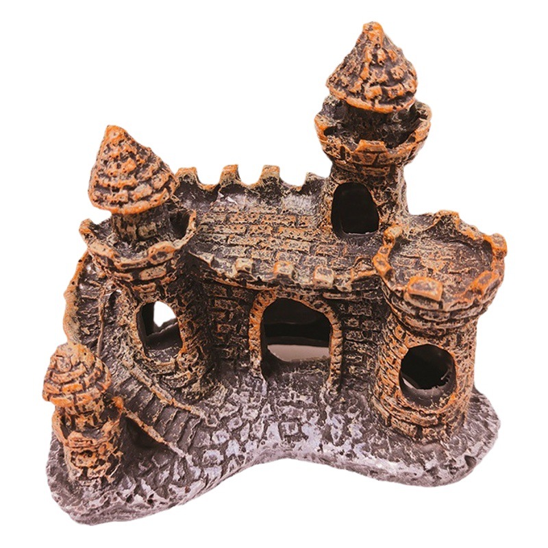 Nuevo adorno creativo simulación pequeño castillo bricolaje escalada mascota decoración personalizada pecera paisajismo edificio europeo evitación casa