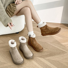 真皮雪地靴女冬加绒加厚马丁靴2025新款女棉鞋子短筒短靴皮毛一体