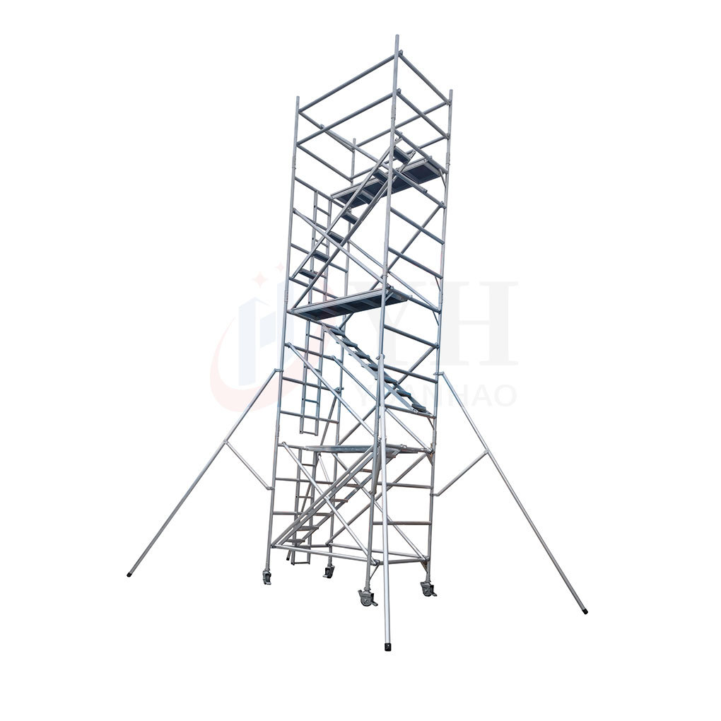 厂家直销 新品 铝合金折叠移动脚手架 带轮子带护撑稳固耐用