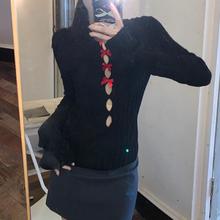 秋季新款蝴蝶结甜酷修身镂空针织毛衣韩版女装甜美纯欲针织衫上衣