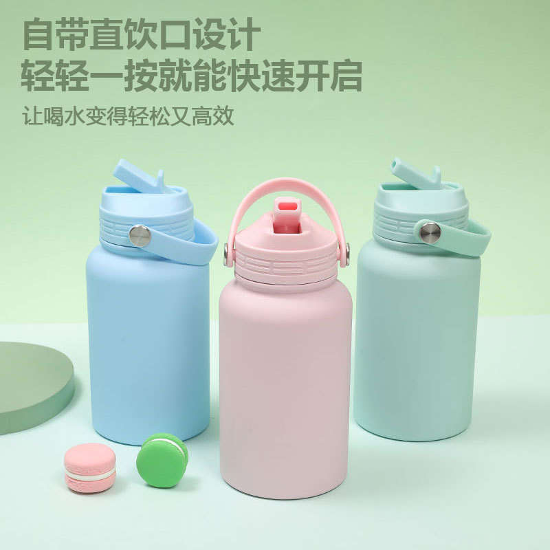 跨境新款650ml运动水壶 便携提手吸嘴水杯 不锈钢美式大口保温杯|undefined