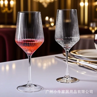 大号竖纹波尔多红酒杯家用奢华水晶玻璃密楞条纹葡萄高脚杯子跨境