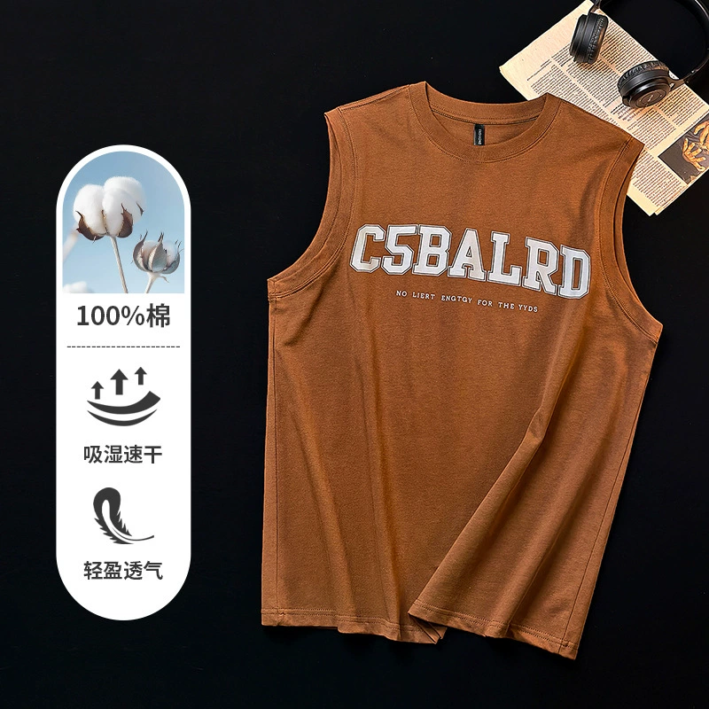 Прямая трансляция мужского летнего молодежного жилета с короткими рукавами, хлопковый новый модный красивый жилет, топ с короткими рукавами, свободный трансграничный