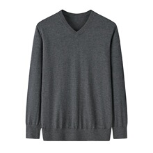 100纯山羊绒精纺68支男V领套衫薄款长袖纯色鄂尔多斯市源头羊绒衫